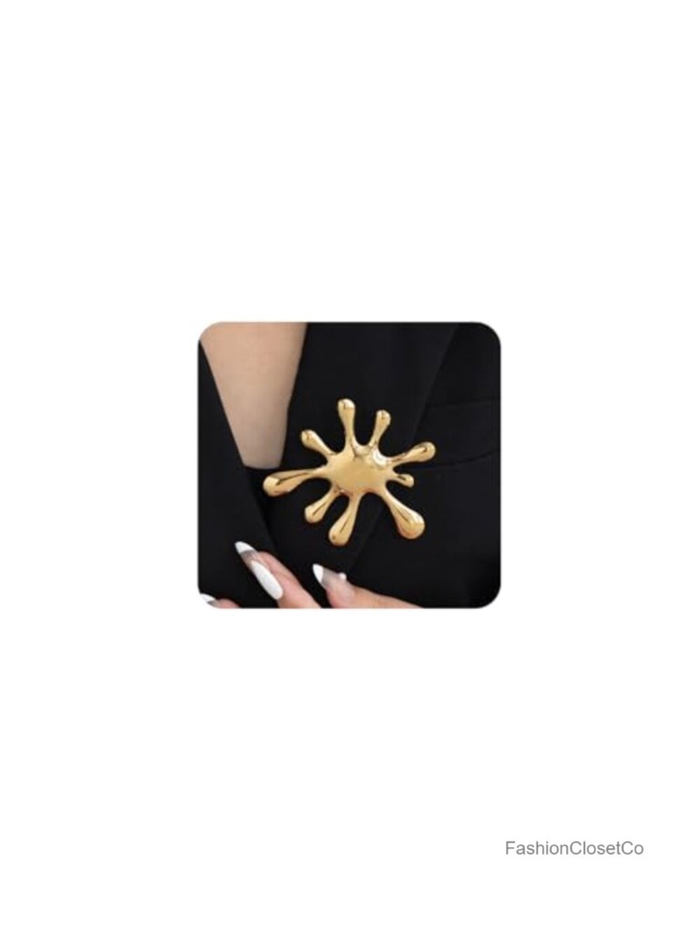 Large Gold Plated Geometric Brooch Pin Vintage Lapel Shawl Jewelry